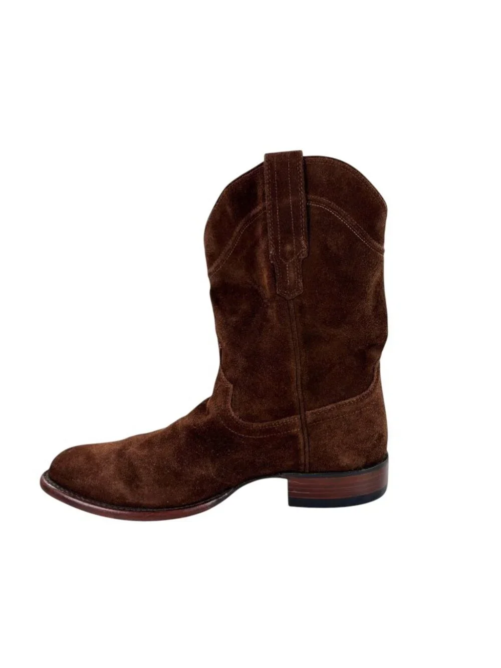 TECOVAS Shane Mocha Suede Mens Boots 7 D Cowboy Western Ranch Pull On Ropers